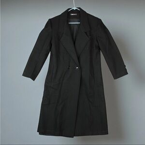 Vintage Donnybrook Wool Blend Trench Coat Full Length Women's Sz Petite 6 Black